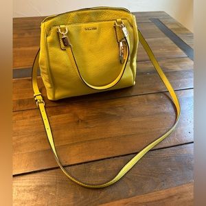 COACH Citron Green Chartreuse Leather Small Bowling Bag